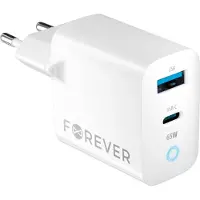Forever Chargeur mural blanc PD, QC, chargeur rapide 1x USB type A, 1x USB type C 65W