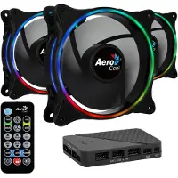 Aerocool Ventilateur Eclipse 12 Pro ARGB, paquet de 3, avec contrôleur (120 mm, 3x), Ventilateur PC, Noir