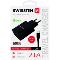 Swissten Telefoni laadija 2 x USB-A 10W + kaabel micro
