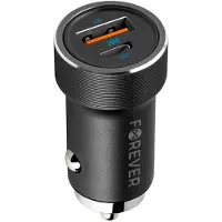 Forever CC-06 PD QC chargeur de voiture 1x USB-C 1x USB 20W noir, Adaptateur pour véhicule, Noir