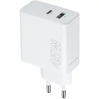 MaXlife Nedis chargeur secteur PD QC MXTC-07-45AC 1x USB-C 1x USB 45W blanc fonction de charge rapide