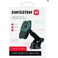 Swissten Support voiture + chargeur QI, Support pour smartphone, Noir