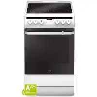 Amica SHC 5874 W, Cuisinière autoportante, Noir, Blanc, Boutons, Rotatif, Façade supérieure, LCD, Céramique