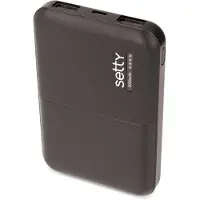 Setty Powerbank 5000mAh noir avec 2x ports USB 1A dans un format compact