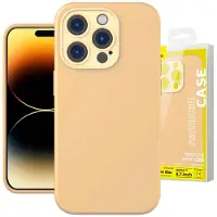 Baseus Etui en gel de silice liquide pour iPhone 14 Pro Max (Sunglow)+ verre trempé + kit de nettoyage (Apple iPhone 14 Pro Max), Coque pour téléphone portable, Jaune