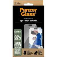 PanzerGlass Protection d'écran en verre trempé Anti-bactéries pour Apple iPhone 16