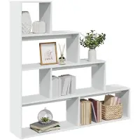 vidaXL Étagère séparatrice de pièce à 4 niveaux blanc 143,5x29x143,5cm