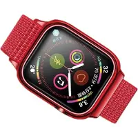 Usams Pasek z etui Apple Watch 4/5/6/7/ SE 44/45mm. czerwony/red ZB74IW3 (US-ZB074) (Nylon, Plastique), Sangles de montre, Rouge
