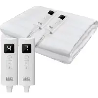 Sanbo Couverture électrique - 2 personnes - 150 x 160 cm - Lavable en machine - Sous-couverture - 7 étapes - Avec boucles d'angle