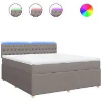 vidaXL Lit boxspring avec matelas Taupe 180x200 cm Tissu