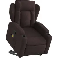 vidaXL Fauteuil de massage avec releveur Tissu marron foncé
