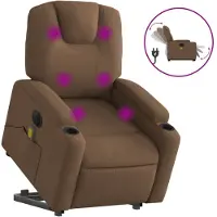 vidaXL Fauteuil de massage électrique avec releveur Marron Tissu