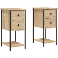 vidaXL Tables de chevet 2pcs chêne sonoma 32x42x70cm bois d'ingénierie