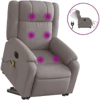 vidaXL Fauteuil de massage électrique avec releveur Taupe Tissu
