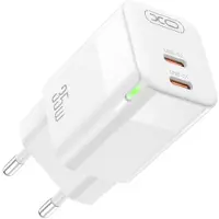 XO Chargeur Câble de données avec 2 ports USB-C Chargeur rapide 35W en blanc