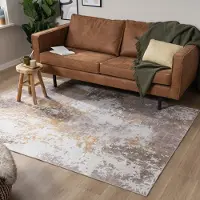 FRAAI Tapis moderne - Sarge Taupe/Jaune | 120x170 cm | Rectangulaire | Tissage plat