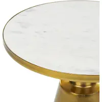 Beliani Table d'appoint blanche et dorée en métal ø 35 cm socle en pierre rond forme géométrique table basse moderne salon