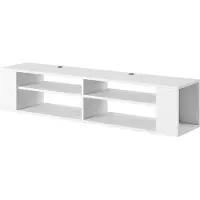 Selsey WERI - Tableau TV / TV - Tableau suspendu Blanc avec 4 compartiments ouverts, minimaliste, largeur 140 cm