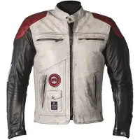 Helstons Tracker Rag Leather Blanc Noir Rouge Blouson Taille L