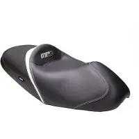 Shad selle confort noir/gris/coutures bleues - adapté à Piaggio