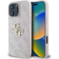GUESS Coque 4G Metal Logo Backcover Apple iPhone 16 Pro - Rose