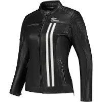 Rusty Stitches Alice, veste en cuir pour femmes ,Noir/Blanc ,46