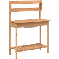 vidaXL Table à plantes avec lavabo 147,5x44x139,5 cm Sapin massif