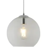 Searchlight Balls Lampe suspendue à 1 flamme chromée Abat-jour en verre Ø25 cm verre clair