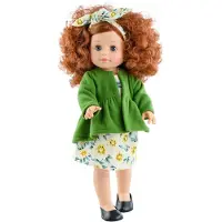 Paola Reina Poupée de mode Angela 42 cm - Poupée avec robe à fleurs et cheveux rouges