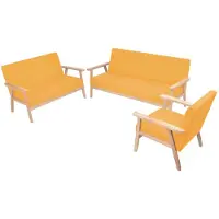 vidaXL Ensemble de canapés 3 pièces tissu jaune