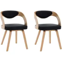vidaXL Chaise de salle à manger 2 pcs. noir bois courbé et similicuir