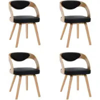 vidaXL Chaises de salle à manger 4 pcs. noir bois courbé et similicuir