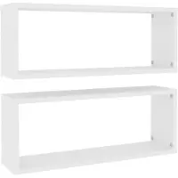 vidaXL Étagères murales cube 2 pcs Blanc 60x15x23 cm Bois d’ingénierie
