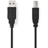 Nedis Câble USB | USB 2.0 | USB-A mâle | USB-B mâle | 480 Mbps | Nickelé | 1.00 m | Rond | PVC | Noir | Boîte