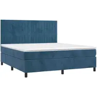 vidaXL Lit boxspring avec matelas & LED bleu foncé 160x200 cm velours