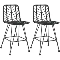 vidaXL Tabouret de bar 2 pcs. noir 45x56x103,5 cm rotin PE et acier