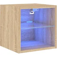 vidaXL Armoire TV murale avec lampes LED Chêne Sonoma 30x28,5x30 cm