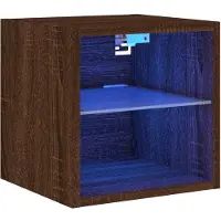 vidaXL Armoire TV murale avec lampes LED brun aspect chêne 30x28,5x30cm