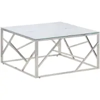 vidaXL Table basse argentée Acier inoxydable et verre trempé