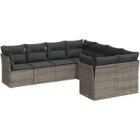 vidaXL Ensemble de jardin canapé 8 pièces avec coussins Gris Poly rotin