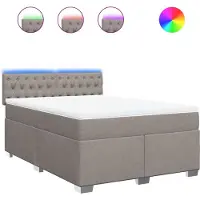 vidaXL Lit boxspring avec matelas Taupe 140x190 cm Tissu