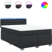vidaXL Lit boxspring avec matelas noir 160x200 cm similicuir