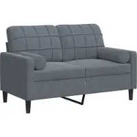 vidaXL Canapé 2 places avec oreillers gris foncé 120 cm velours