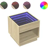 vidaXL Table de chevet avec LED infini chêne sonoma 50x50x50 cm