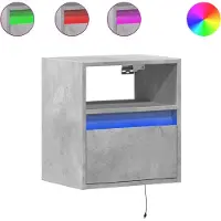 vidaXL Tables de chevet murales avec lumières LED 2 pcs gris béton
