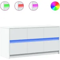 vidaXL Armoire TV avec éclairage LED Blanc 100x34x50 cm Bois composite