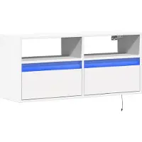 vidaXL Armoire TV murale avec éclairage LED blanc 100x31x45 cm