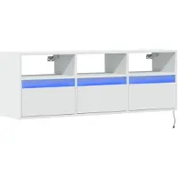 vidaXL Armoire TV murale avec éclairage LED blanc 130x31x45 cm