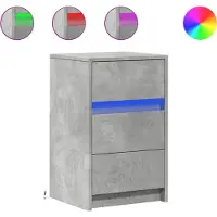 vidaXL Armoire de chevet et lumières LED gris béton bois d'ingénierie