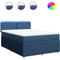 vidaXL Lit boxspring avec matelas bleu 140x200 cm Tissu